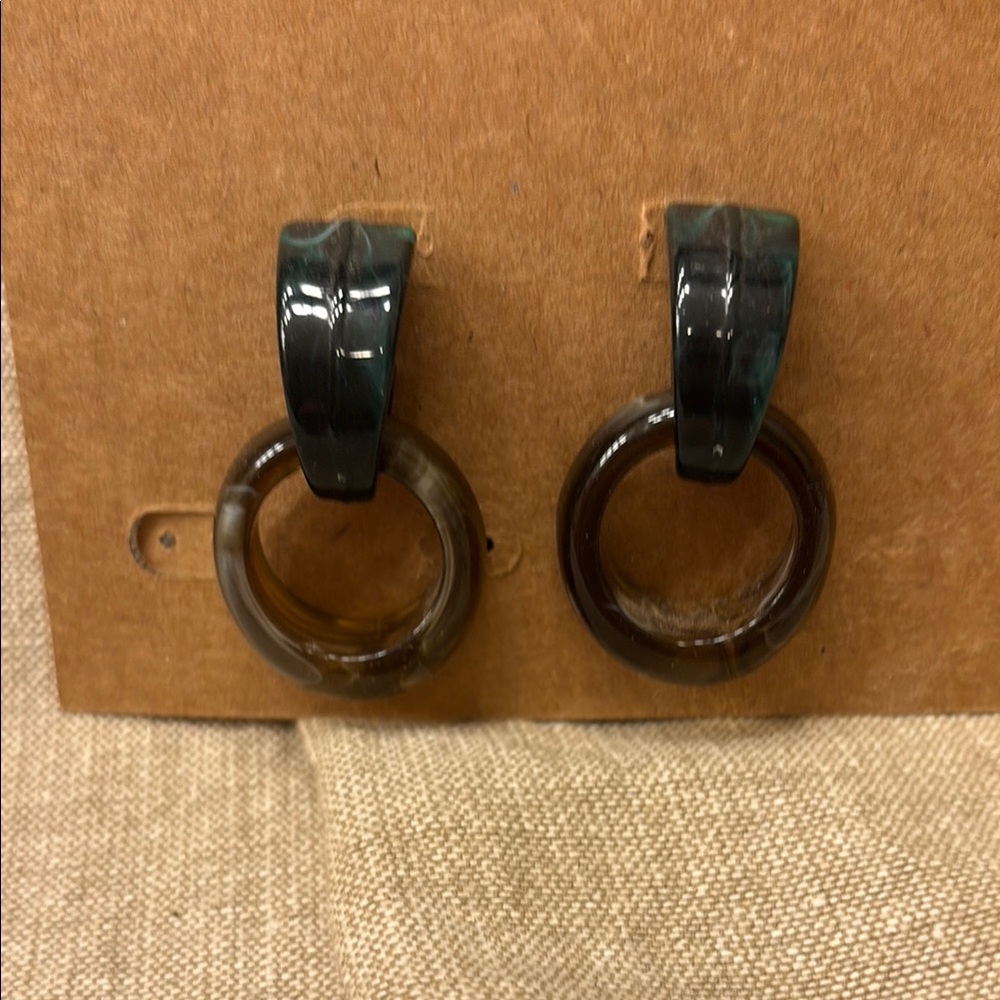 Green and Brown Hoop Earrings